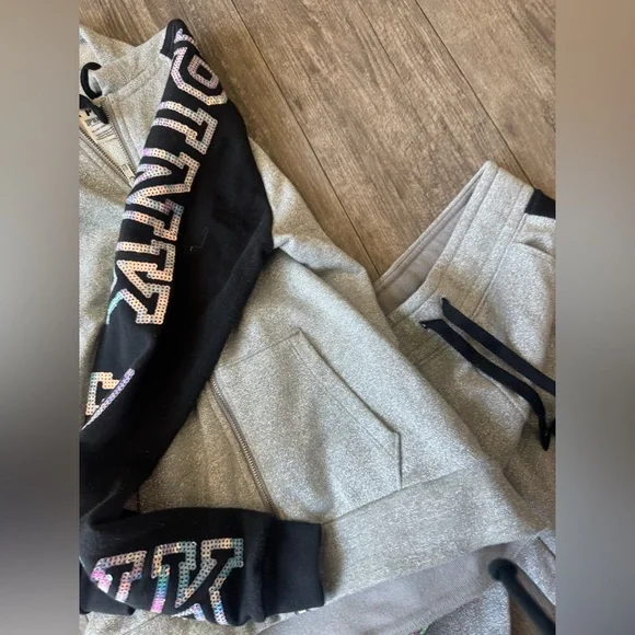 PINK Victoria's Secret luxurious limited edition Gray and Black Tracksuit